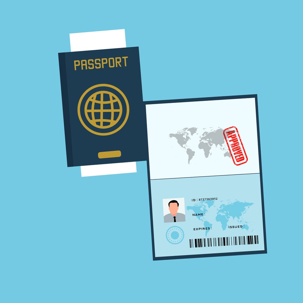 Close-up of official GCC driver passport being stamped at the land customs immigration counter